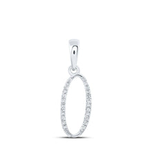 Load image into Gallery viewer, 10kt White Gold Diamond Initial Pendant - Stunning Round &quot;O&quot; Letter Necklace Top view from the 10Kt White Gold Womens Round Diamond O Initial Letter Pendant 1 12 Cttwpin216122 collection by Splendid Jewellery