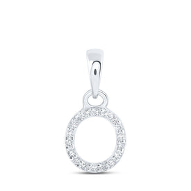 10kt White Gold Diamond Initial & Letter Pendant - Elegant and Sophisticated Jewelry Piece Top view from the 10Kt White Gold Womens Round Diamond O Initial Letter Pendant 1 20 Cttwpin216628 collection by Splendid Jewellery