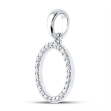 Load image into Gallery viewer, Elegant 10kt White Gold Diamond Initial Pendant - Personalized Letter Necklace Side view from the 10Kt White Gold Womens Round Diamond O Initial Letter Pendant 1 5 Cttwpin289222 collection by Splendid Jewellery