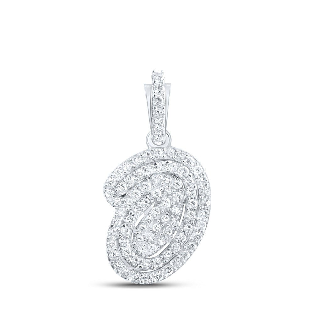 Diamond Initial & Letter Pendant | 10kt White Gold Womens Round Diamond O Initial Letter Pendant 1/5 Cttw | Splendid Jewellery GND