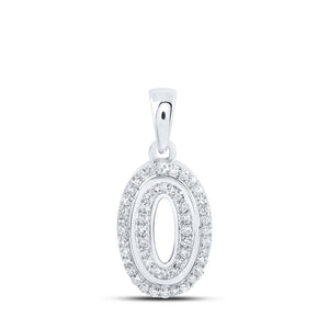 Diamond Initial & Letter Pendant | 10kt White Gold Womens Round Diamond O Initial Letter Pendant 1/6 Cttw | Splendid Jewellery GND
