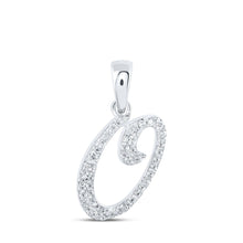 Load image into Gallery viewer, Radiant Reflections: 10kt White Gold Diamond Initial Pendant Top view from the 10Kt White Gold Womens Round Diamond O Initial Letter Pendant 1 8 Cttwpin216922 collection by Splendid Jewellery