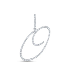 Load image into Gallery viewer, 10kt White Gold Round Diamond O Initial Letter Pendant - Captivating Brilliance Top view from the 10Kt White Gold Womens Round Diamond O Initial Letter Pendant 3 8 Cttwpin217074 collection by Splendid Jewellery