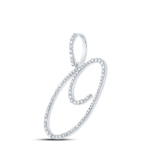 Load image into Gallery viewer, 10kt White Gold Round Diamond O Initial Letter Pendant - Captivating Brilliance Side view from the 10Kt White Gold Womens Round Diamond O Initial Letter Pendant 3 8 Cttwpin217074 collection by Splendid Jewellery