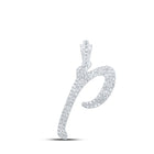 Radiant Reflections: 10kt White Gold Diamond Initial Pendant Top view from the 10Kt White Gold Womens Round Diamond P Cursive Initial Letter Pendant 3 8 Cttwpin216717 collection by Splendid Jewellery