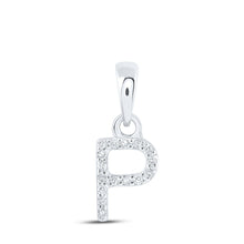 Load image into Gallery viewer, 10kt White Gold Diamond Initial Pendant - Personalized Elegance in Motion Top view from the 10Kt White Gold Womens Round Diamond P Initial Letter Pendant 03 Cttwpin216629 collection by Splendid Jewellery