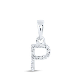 10kt White Gold Diamond Initial Pendant - Personalized Elegance in Motion Top view from the 10Kt White Gold Womens Round Diamond P Initial Letter Pendant 03 Cttwpin216629 collection by Splendid Jewellery