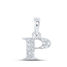 Sparkling Diamond Initial Pendant in White Gold - Personalized Elegance at Its Finest Top view from the 10Kt White Gold Womens Round Diamond P Initial Letter Pendant 1 12 Cttwpin216237 collection by Splendid Jewellery