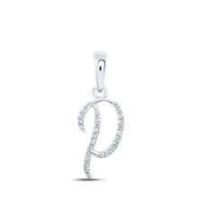 Load image into Gallery viewer, Enchanting Diamond Initial Pendant in 10kt White Gold - Personalized Elegance Top view from the 10Kt White Gold Womens Round Diamond P Initial Letter Pendant 1 12 Cttwpin216124 collection by Splendid Jewellery