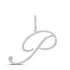 10kt White Gold Diamond Initial & Letter Pendant - Personalized Elegance Top view from the 10Kt White Gold Womens Round Diamond P Initial Letter Pendant 1 2 Cttwpin217073 collection by Splendid Jewellery