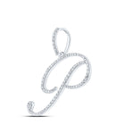 10kt White Gold Diamond Initial & Letter Pendant - Personalized Elegance Side view from the 10Kt White Gold Womens Round Diamond P Initial Letter Pendant 1 2 Cttwpin217073 collection by Splendid Jewellery