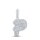 10kt White Gold Diamond Initial Pendant - Personalized Elegance at its Finest Top view from the 10Kt White Gold Womens Round Diamond P Initial Letter Pendant 1 5 Cttwpin216524 collection by Splendid Jewellery