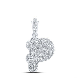 10kt White Gold Diamond Initial Pendant - Personalized Elegance at its Finest Top view from the 10Kt White Gold Womens Round Diamond P Initial Letter Pendant 1 5 Cttwpin216524 collection by Splendid Jewellery