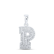 Load image into Gallery viewer, Personalized Brilliance: 10kt White Gold Diamond Initial Pendant Top view from the 10Kt White Gold Womens Round Diamond P Initial Letter Pendant 1 6 Cttwpin216067 collection by Splendid Jewellery