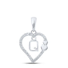 10kt White Gold Heart Initial & Letter Diamond Pendant Top view from the 10Kt White Gold Womens Round Diamond Q Heart Letter Pendant 1 10 Cttwpin213624 collection by Splendid Jewellery