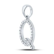 Load image into Gallery viewer, Captivating &quot;Queenly Brilliance&quot; 10kt White Gold Diamond Initial Pendant Side view from the 10Kt White Gold Womens Round Diamond Q Initial Letter Pendant 1 5 Cttwpin289272 collection by Splendid Jewellery