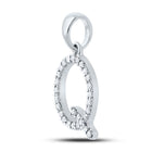 Captivating "Queenly Brilliance" 10kt White Gold Diamond Initial Pendant Side view from the 10Kt White Gold Womens Round Diamond Q Initial Letter Pendant 1 5 Cttwpin289272 collection by Splendid Jewellery
