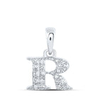 10kt White Gold Round Diamond Initial Pendant - Personalized Elegance Top view from the 10Kt White Gold Womens Round Diamond R Initial Letter Pendant 1 10 Cttwpin216239 collection by Splendid Jewellery
