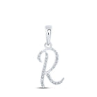 10kt White Gold Round Diamond Initial Pendant - Personalized Elegance Top view from the 10Kt White Gold Womens Round Diamond R Initial Letter Pendant 1 10 Cttwpin216170 collection by Splendid Jewellery