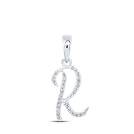 10kt White Gold Round Diamond Initial Pendant - Personalized Elegance Top view from the 10Kt White Gold Womens Round Diamond R Initial Letter Pendant 1 10 Cttwpin216170 collection by Splendid Jewellery