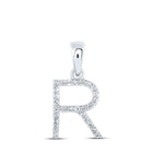 Radiant Reflections: White Gold Diamond Initial Pendant Top view from the 10Kt White Gold Womens Round Diamond R Initial Letter Pendant 1 10 Cttwpin216169 collection by Splendid Jewellery
