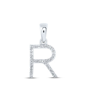 Radiant Reflections: White Gold Diamond Initial Pendant Top view from the 10Kt White Gold Womens Round Diamond R Initial Letter Pendant 1 10 Cttwpin216169 collection by Splendid Jewellery