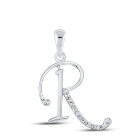 10kt White Gold Diamond Initial & Letter Pendant - Personalized Elegance and Sparkling Brilliance Top view from the 10Kt White Gold Womens Round Diamond R Initial Letter Pendant 1 12 Cttwpin282007 collection by Splendid Jewellery