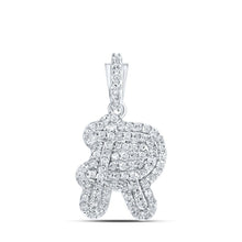Load image into Gallery viewer, Radiant Reflections: 10kt White Gold Diamond Initial Pendant Top view from the 10Kt White Gold Womens Round Diamond R Initial Letter Pendant 1 5 Cttwpin216521 collection by Splendid Jewellery