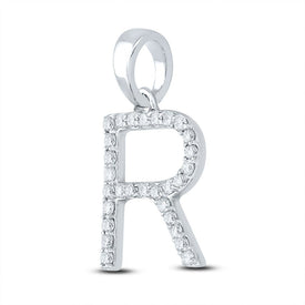 Radiant Reflections: 10kt White Gold Diamond Initial Pendant Side view from the 10Kt White Gold Womens Round Diamond Initial R Letter Pendant 1 4 Cttwpin289278 collection by Splendid Jewellery