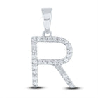 Radiant Reflections: 10kt White Gold Diamond Initial Pendant Top view from the 10Kt White Gold Womens Round Diamond Initial R Letter Pendant 1 4 Cttwpin289278 collection by Splendid Jewellery