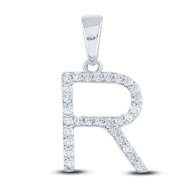 Radiant Reflections: 10kt White Gold Diamond Initial Pendant Top view from the 10Kt White Gold Womens Round Diamond Initial R Letter Pendant 1 4 Cttwpin289278 collection by Splendid Jewellery