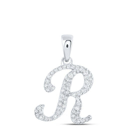 10kt White Gold Diamond Initial & Letter Pendant - Personalized Elegance Top view from the 10Kt White Gold Womens Round Diamond R Initial Letter Pendant 1 6 Cttwpin216970 collection by Splendid Jewellery
