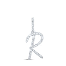 Load image into Gallery viewer, Splendid Jewellery 10kt White Gold Diamond Initial Pendant Top view from the 10Kt White Gold Womens Round Diamond R Initial Letter Pendant 1 8 Cttwpin216023 collection by Splendid Jewellery