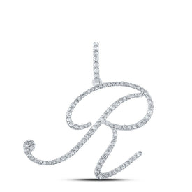 Radiant Reflections: 10kt White Gold Diamond Initial Pendant Top view from the 10Kt White Gold Womens Round Diamond R Initial Letter Pendant 5 8 Cttwpin217055 collection by Splendid Jewellery