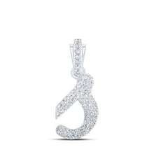 Load image into Gallery viewer, Sparkling Diamond Initial Pendant in 10kt White Gold Top view from the 10Kt White Gold Womens Round Diamond S Cursive Initial Letter Pendant 1 4 Cttwpin216732 collection by Splendid Jewellery