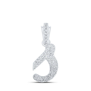 Diamond Initial & Letter Pendant | 10kt White Gold Womens Round Diamond S Cursive Initial Letter Pendant 1/4 Cttw | Splendid Jewellery GND