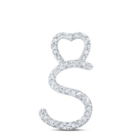 Serenity's Sparkling Diamond S Pendant Top view from the 10Kt White Gold Womens Round Diamond S Heart Letter Pendant 1 8 Cttwpin213947 collection by Splendid Jewellery