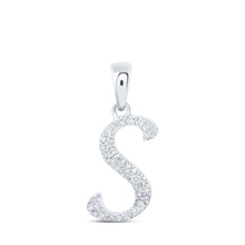 Load image into Gallery viewer, 10kt White Gold Personalized Diamond Initial Pendant - Radiant and Meaningful Jewelry Top view from the 10Kt White Gold Womens Round Diamond S Initial Letter Pendant 1 10 Cttwpin216975 collection by Splendid Jewellery