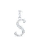 10kt White Gold Personalized Diamond Initial Pendant - Radiant and Meaningful Jewelry Top view from the 10Kt White Gold Womens Round Diamond S Initial Letter Pendant 1 10 Cttwpin216975 collection by Splendid Jewellery