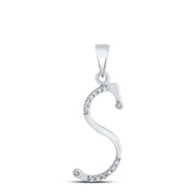 Load image into Gallery viewer, Sparkling Serenity Diamond Initial Pendant Top view from the 10Kt White Gold Womens Round Diamond S Initial Letter Pendant 1 10 Cttwpin282005 collection by Splendid Jewellery
