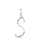 Sparkling Serenity Diamond Initial Pendant Top view from the 10Kt White Gold Womens Round Diamond S Initial Letter Pendant 1 10 Cttwpin282005 collection by Splendid Jewellery