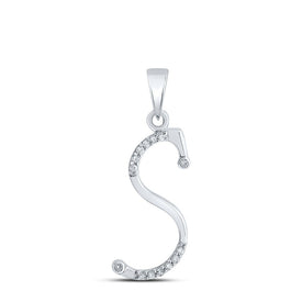 Sparkling Serenity Diamond Initial Pendant Top view from the 10Kt White Gold Womens Round Diamond S Initial Letter Pendant 1 10 Cttwpin282005 collection by Splendid Jewellery