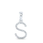 Radiant Reflections: White Gold Diamond Initial Pendant Top view from the 10Kt White Gold Womens Round Diamond S Initial Letter Pendant 1 10 Cttwpin216302 collection by Splendid Jewellery