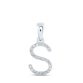 Radiant Reflections: White Gold Diamond Initial Pendant Top view from the 10Kt White Gold Womens Round Diamond S Initial Letter Pendant 1 10 Cttwpin216302 collection by Splendid Jewellery