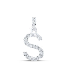 Load image into Gallery viewer, 10kt White Gold Diamond Initial &amp; Letter Pendant - Sparkling Elegance Top view from the 10Kt White Gold Womens Round Diamond S Initial Letter Pendant 1 10 Cttwpin219190 collection by Splendid Jewellery