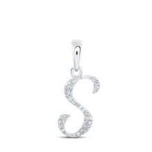Load image into Gallery viewer, 10kt White Gold Diamond Initial Pendant - Personalized Elegance Top view from the 10Kt White Gold Womens Round Diamond S Initial Letter Pendant 1 12 Cttwpin216175 collection by Splendid Jewellery