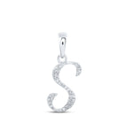 10kt White Gold Diamond Initial Pendant - Personalized Elegance Top view from the 10Kt White Gold Womens Round Diamond S Initial Letter Pendant 1 12 Cttwpin216175 collection by Splendid Jewellery