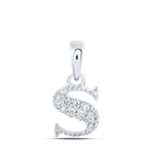 Splendid Jewellery 10kt White Gold Diamond Initial Pendant Top view from the 10Kt White Gold Womens Round Diamond S Initial Letter Pendant 1 20 Cttwpin216292 collection by Splendid Jewellery