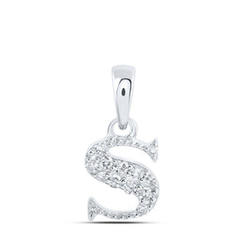 Splendid Jewellery 10kt White Gold Diamond Initial Pendant Top view from the 10Kt White Gold Womens Round Diamond S Initial Letter Pendant 1 20 Cttwpin216292 collection by Splendid Jewellery
