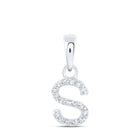 Captivating Brilliance: 10kt White Gold Round Diamond S Initial Pendant Top view from the 10Kt White Gold Womens Round Diamond S Initial Letter Pendant 1 20 Cttwpin216673 collection by Splendid Jewellery